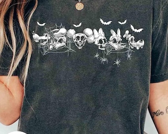 Vintage Mickey and Friends Skeleton Halloween T-shirt, Disney Skeleton Friends T-shirt, WDW Disneyland Mickey's Not So Scary Halloween Party