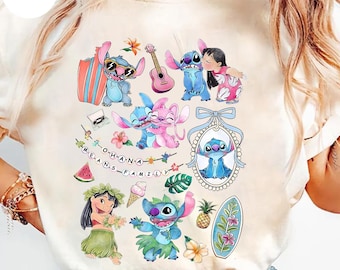 Coquette Bow Lilo and Stitch T-shirt, Disney Stitch Shirt, Magic Kingdom Shirt, Disneyland Shirt, Girly Women Disney Trip Comfort Colors