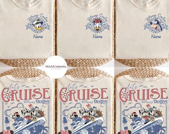 2-sided Personalized Disney Cruise Line Shirt, Mickey & Friends Family Cruise Trip Tee, Let's Cruise, Disney Wish Dream Magic Wonder Fantasy