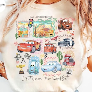 Vintage Radiator Springs Comfort Colors Shirt, Lightning McQueen Disney Tee, Pixar Cars Family Shirts, Disney Vacation Shirt, Disneyland Tee bild 1