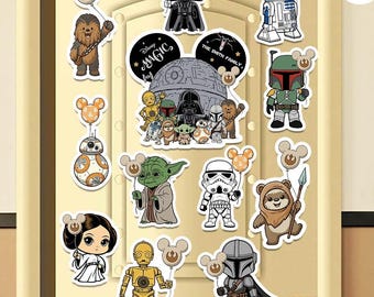 Imán personalizado de personajes de Star Wars para cruceros Disney, Día de Star Wars en el mar 2026, puerta de camarote de crucero, imán de Que la Fuerza te acompañe (4 de mayo)