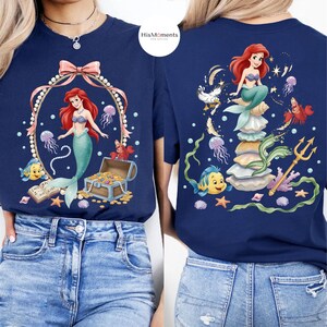 2-sided Retro The Little Mermaid Ariel Princess & Flounder T-shirt, Ariel Princess Tee, WDW Disneyland Girl Trip, Disney Ariel Shirt bild 2