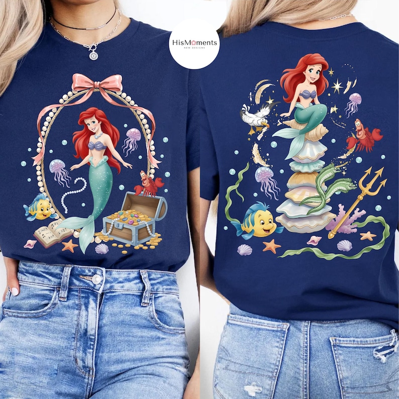 2-sided Retro The Little Mermaid Ariel Princess & Flounder T-shirt, Ariel Princess Tee, WDW Disneyland Girl Trip, Disney Ariel Shirt bild 2