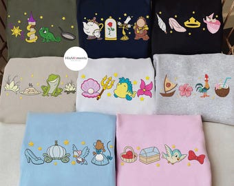 EMBROIDERED Disney Princess Shirt, Disney Girl Trip Tee, Disney Group Shirt, Embroidery Princess shirts, WDW Magic Kingdom Princess Tee