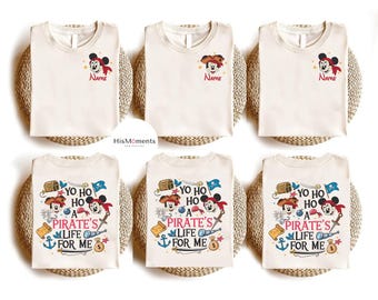 2-sided Personalized Yo Ho Yo Ho A Pirate's Life For Me, Mickey and Minnie Disney Cruise T-Shirt, Disney Pirate Cruise, Pirates of Caribbean