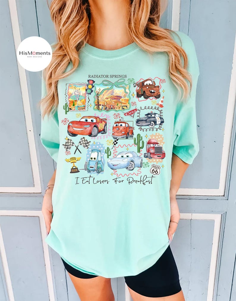Vintage Radiator Springs Comfort Colors Shirt, Lightning McQueen Disney Tee, Pixar Cars Family Shirts, Disney Vacation Shirt, Disneyland Tee bild 5