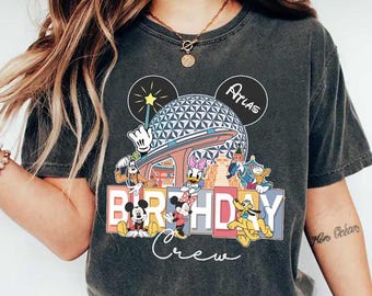 T-shirts d'anniversaire Disney Epcot personnalisés Mickey et ses amis, équipe d'anniversaire Disney pour garçons et filles, t-shirts d'anniversaire familiaux Epcot World Tour