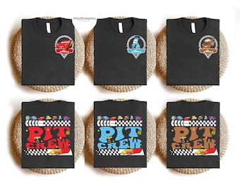 2-sided Personalized Disney Cars Pit Crew Shirt, Disney Cars Family T-Shirt, McQueen Birthday Boy Gift, Race Car Birthday Party Sweatshirt