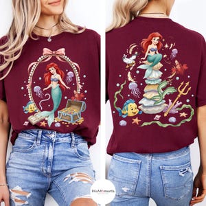 2-sided Retro The Little Mermaid Ariel Princess & Flounder T-shirt, Ariel Princess Tee, WDW Disneyland Girl Trip, Disney Ariel Shirt bild 3