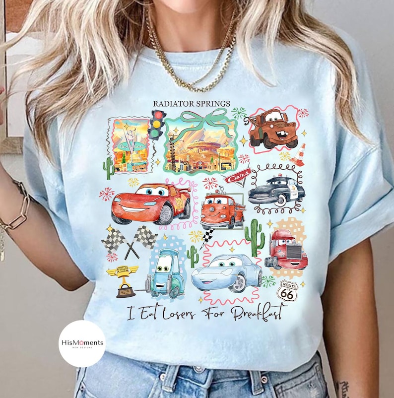 Vintage Radiator Springs Comfort Colors Shirt, Lightning McQueen Disney Tee, Pixar Cars Family Shirts, Disney Vacation Shirt, Disneyland Tee bild 3