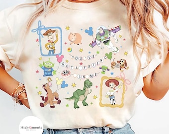 T-shirt rétro Coquette Disney Toy Story « Tu as un ami en moi », T-shirt Personnages de Toy Story, T-shirt Voyage Disneyland, T-shirt assorti pour la famille
