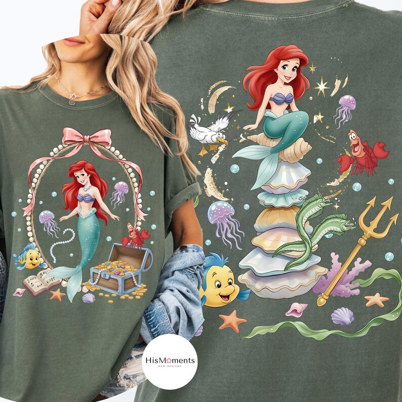 2-sided Retro The Little Mermaid Ariel Princess & Flounder T-shirt, Ariel Princess Tee, WDW Disneyland Girl Trip, Disney Ariel Shirt bild 4