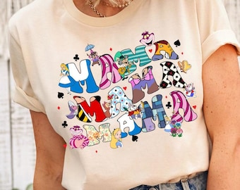 Custom Name Alice in Wonderland Matching Shirts, Mom Dad Disney T-shirt, Personalized Cheshire Hatter Queen Kids Toddler Birthday Gift Tee