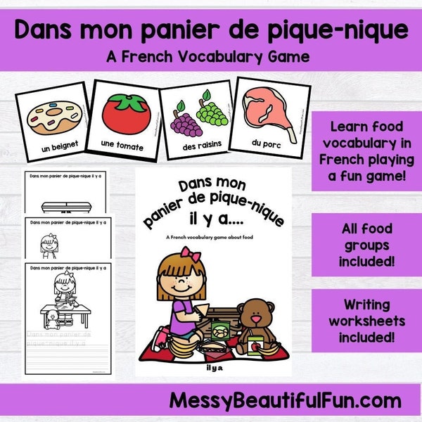 French Vocabulary Learning Game French Foods - Dans mon panier de pique-nique il y a