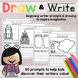 Draw and Write Prompts for Beginning Writers Homeschool or Classroom Use