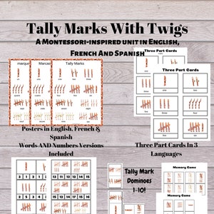 Tally Marks Stick Counting: Ein Montessori / Waldorf inspirierter Ansatz zum Zählen. Marques de Pointage. Markas de Conteo.