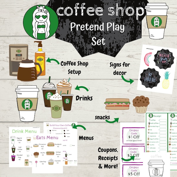 Coffee Shop Pretend Play Dramatic Play Printable Set