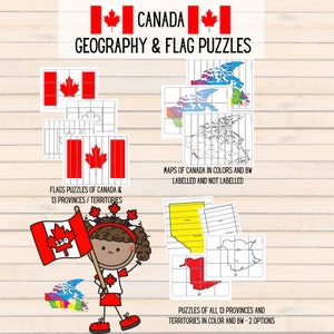 Kanadische Geographie und Flaggen Puzzles