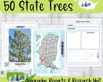 Informe de los 50 árboles estatales y guía de aprendizaje con códigos QR (imprimible)