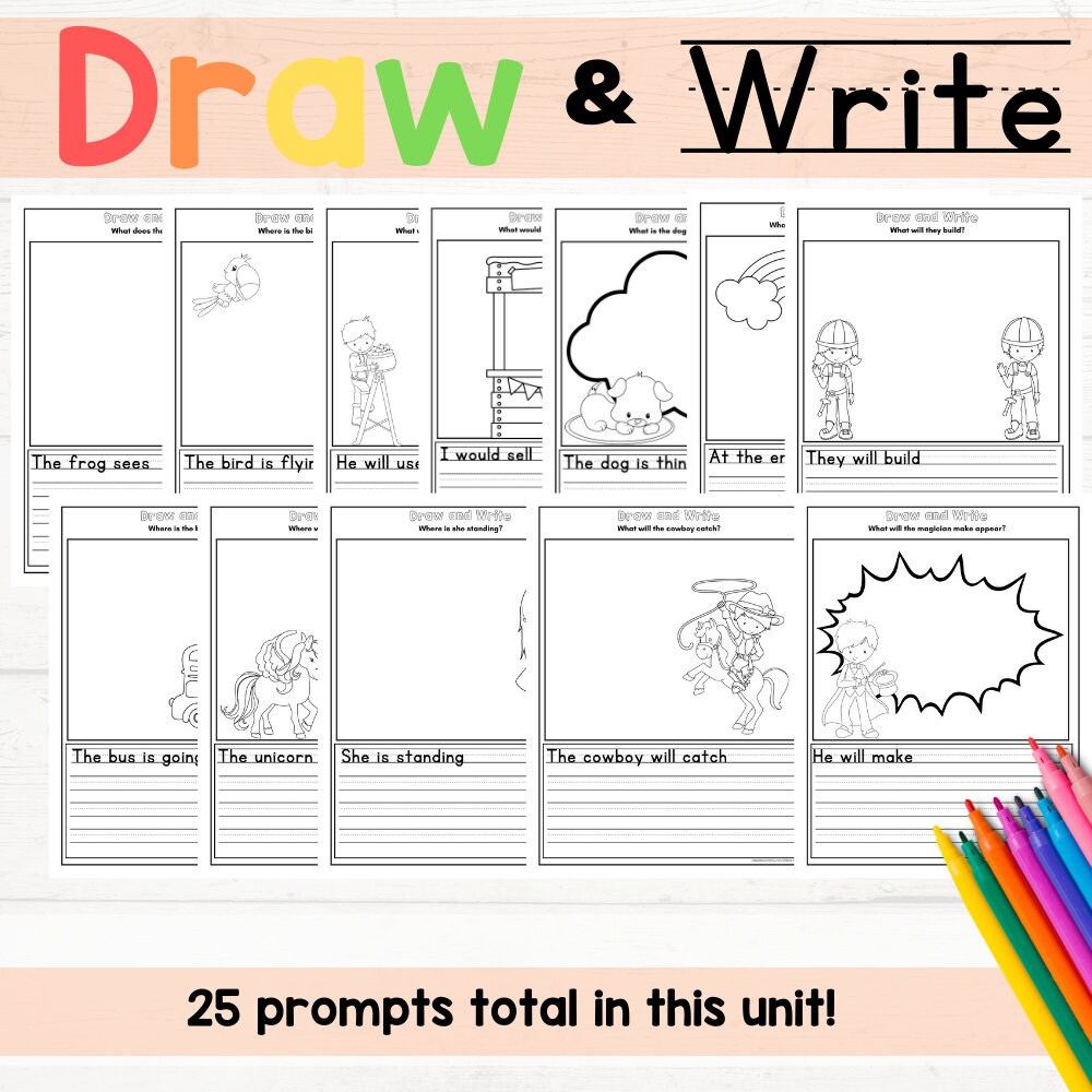 My First Story Writing and Drawing Book for Kids Ages 6-8, Grades 1-3,  Print Handwriting: Illustrated writing prompts and story starters, to  improve