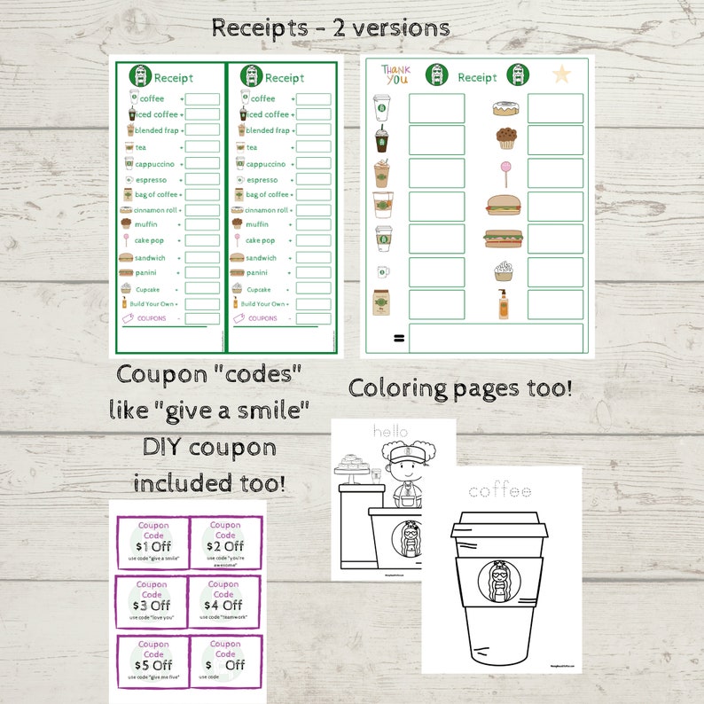 Coffee Shop Pretend Play Dramatic Play Printable Set - Etsy