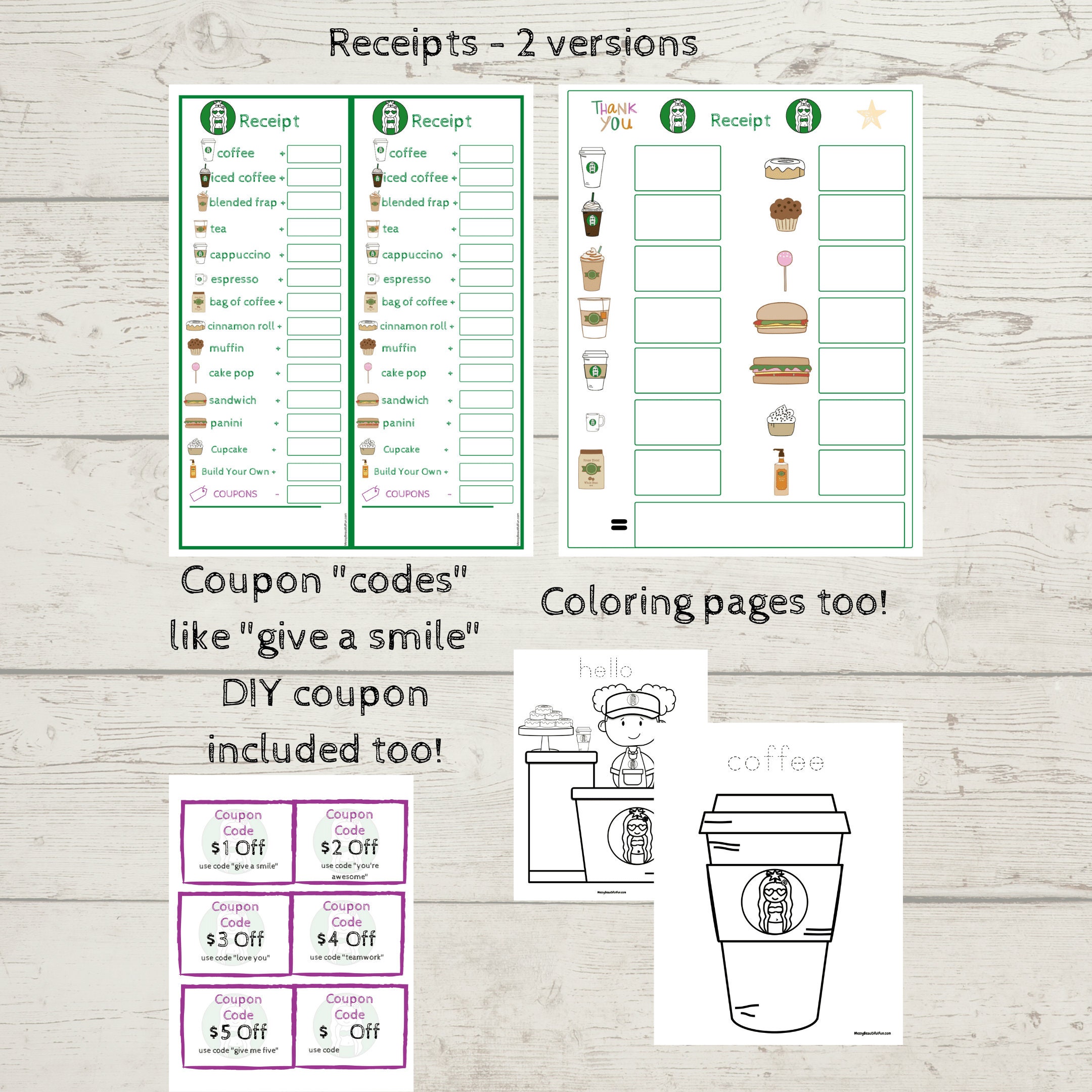 Coffee Shop Pretend Play Dramatic Play Printable Set - Etsy Canada