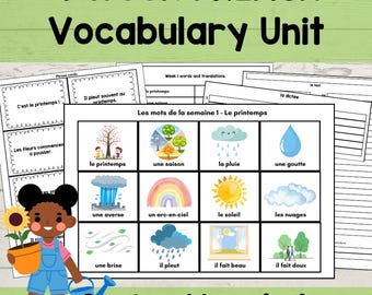 Unidad de vocabulario de primavera en francés: plan de lección imprimible (PDF + PNG)