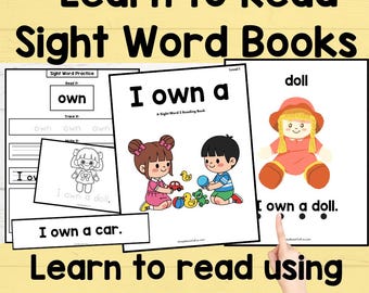 Libros y hojas de trabajo de lectura y escritura de palabras visuales