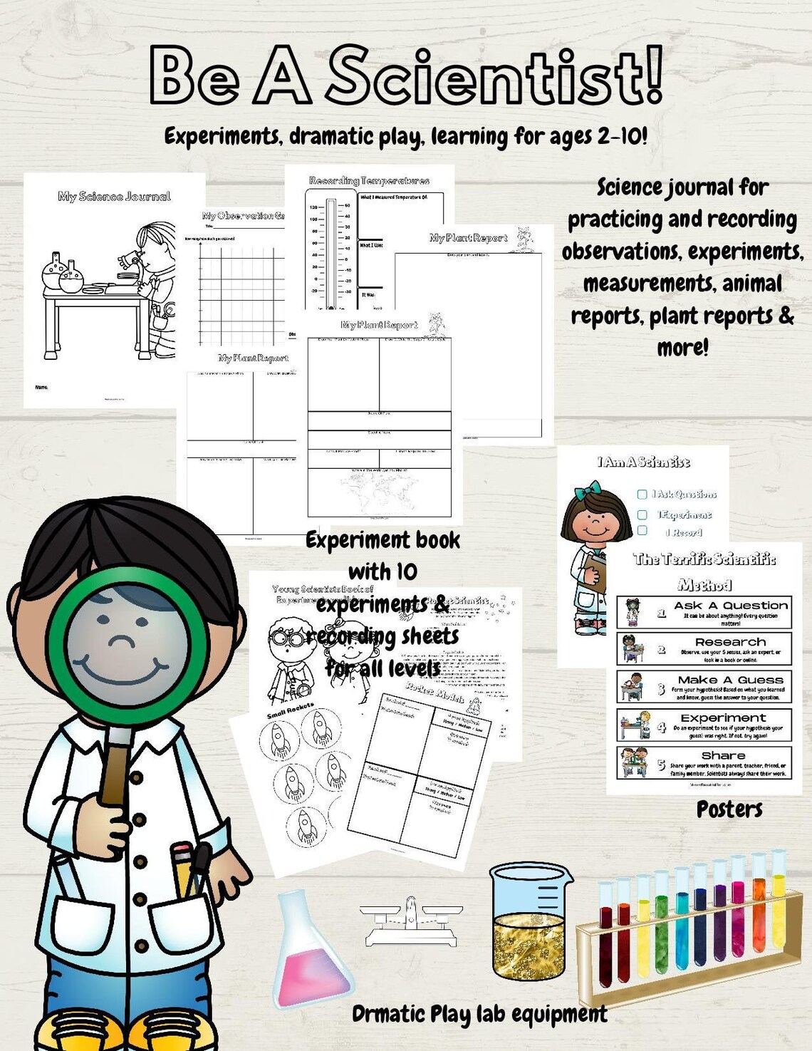 Science Journal and Dramatic Play Lab Set for Kids 2-12 - Etsy UK
