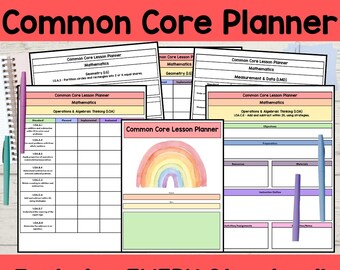 Planificador de matemáticas para primer grado / Estándares básicos comunes / PDF imprimible