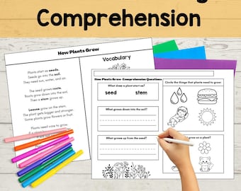 Pasaje de comprensión lectora de primer grado: Cómo crecen las plantas