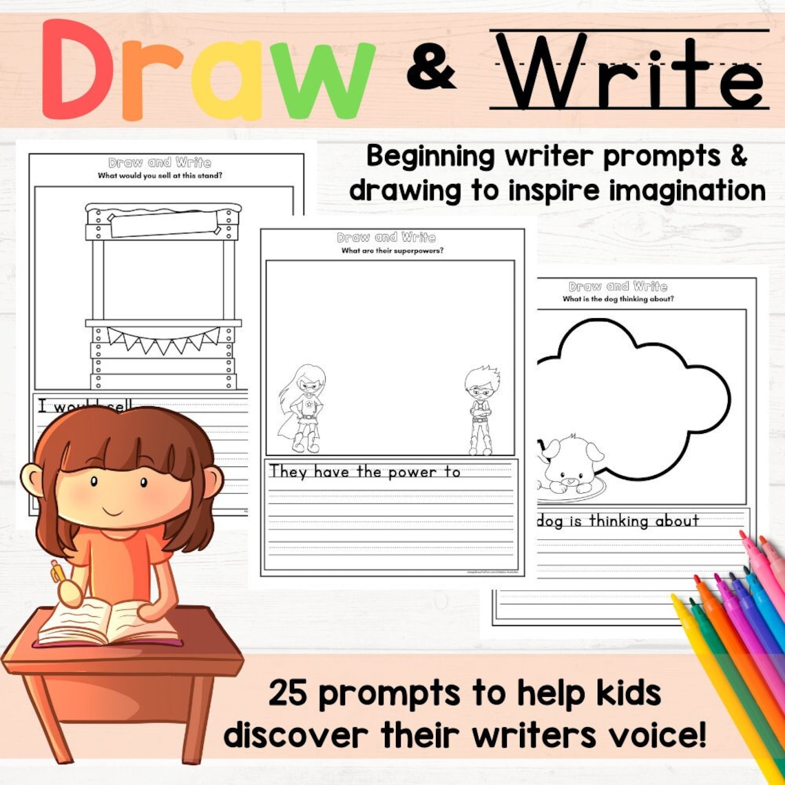 Draw and Write Printable Prompts for Beginner Writers to Help Kids Find ...