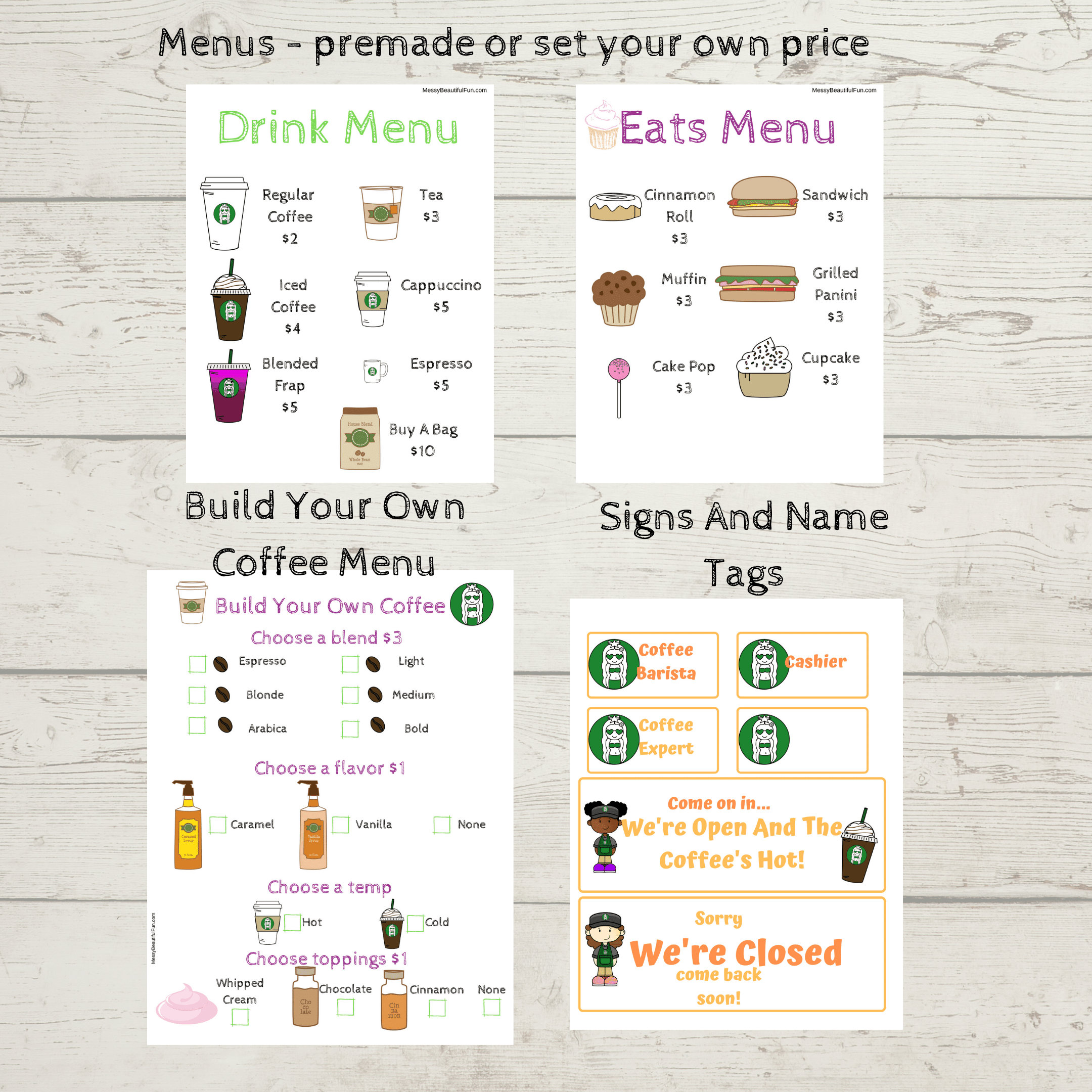 Coffee Shop Pretend Play Dramatic Play Printable Set Etsy Australia