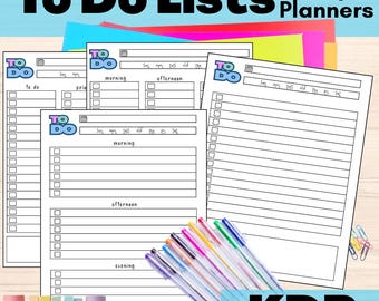To Doリスト印刷用バンドル | 8種類のデイリータスクプランナーテンプレート | 生産性プランナー | PDF PNG jpg | KDP商用利用可 | 印刷可能なチェックリスト