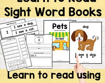 Hojas de trabajo de libros y planes de estudio para aprender a leer palabras a simple vista para la educación en el hogar o en el aula