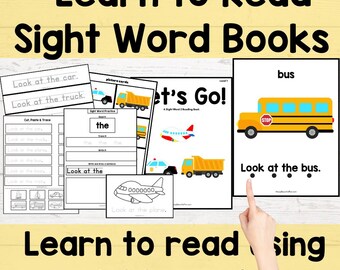 Palabras a la vista Aprenda a leer Libros de planes de estudio Plan de estudios para la educación en el hogar o en el aula Transporte