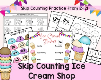 Heladería: Ejercicios de matemáticas imprimibles