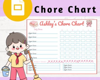 Tabla de tareas editable / Tabla de rutinas infantiles rosa / Plantilla imprimible de tareas semanales