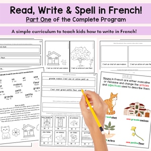 French Writing Curriculum for Homeschool or Classroom - Printable Workbook and Worksheets for Beginners