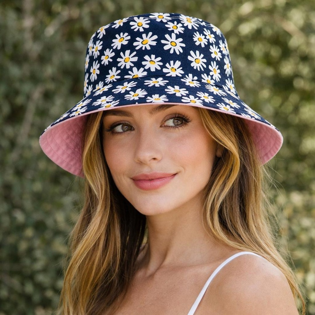 Reversible Bucket Hat Solid Bottom Daisy Flowers or Avocado - Etsy