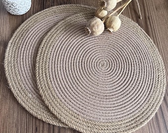 Handmade Jute Placemat Set: Rustic Farmhouse Table Decor