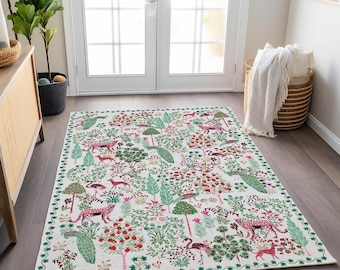 Alfombra de animales de la selva: Alfombra de juegos infantil con temática de bosque tropical