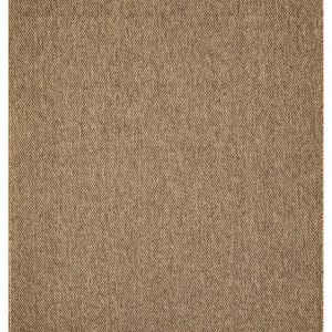 May include: A rectangular rug with a herringbone pattern. The rug is a warm, neutral brown color, with a woven texture. The pattern is made up of diagonal lines that create a V-shape.