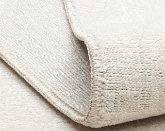 Cream Polyester Rug: Soft Textured, Non-Shedding, Minimalist Decor