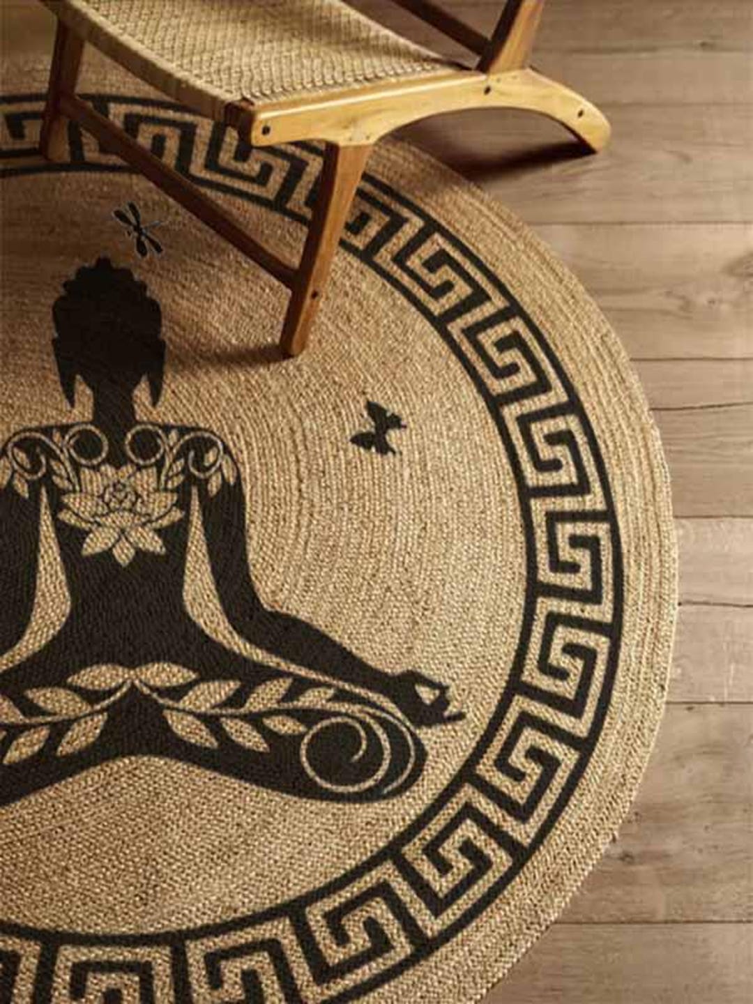 Handmade Jute Round Rug: Buddha Meditation Design, Boho Zen Decor - Etsy