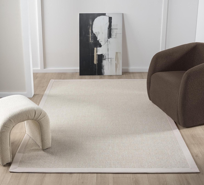 Handmade Cream Sisal Rug: Custom Natural Woven Rug With Border - Etsy