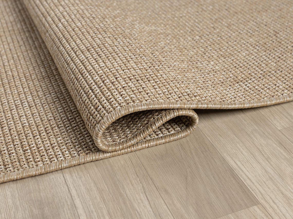 Alfombra de sisal beige: alfombra de tejido plano para interior y ...