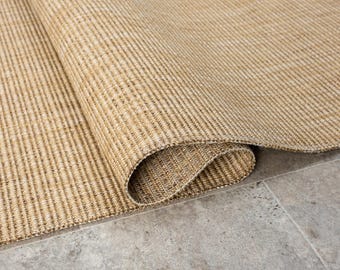 Light Brown Sisal Rug: Indoor Outdoor Flatweave Rug with Overlock Edge
