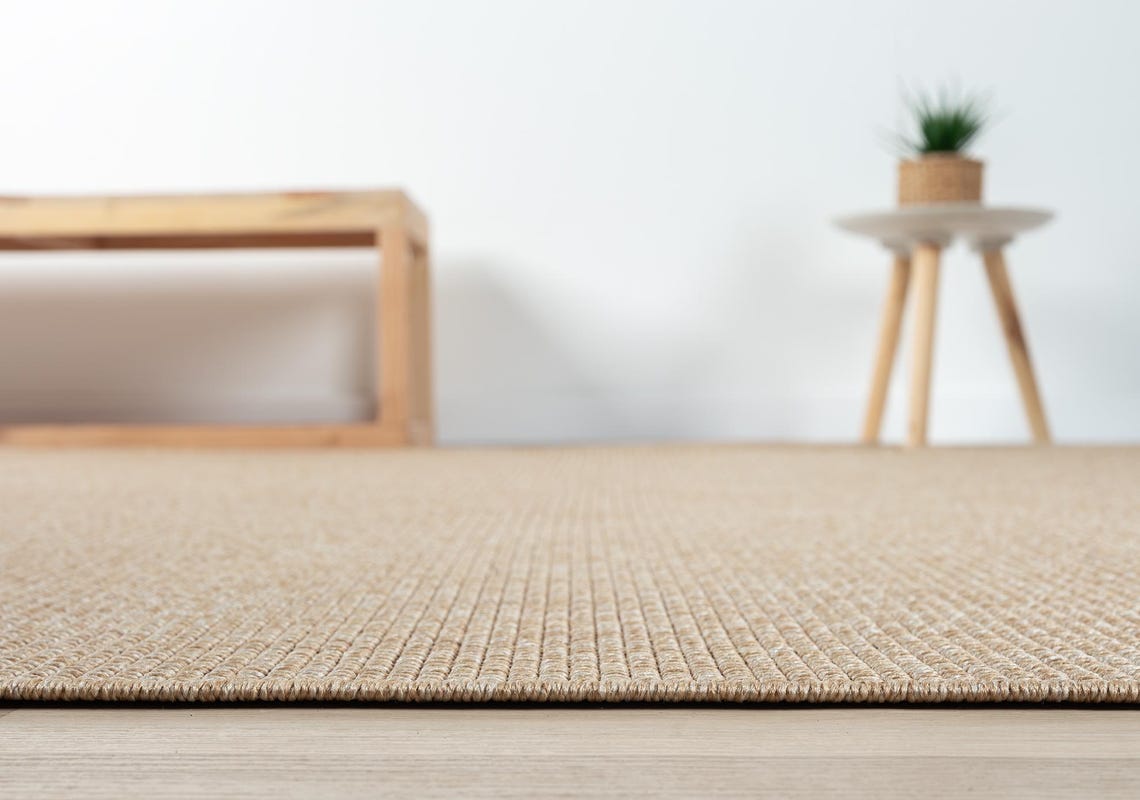 Alfombra de sisal beige: alfombra de tejido plano para interior y ...