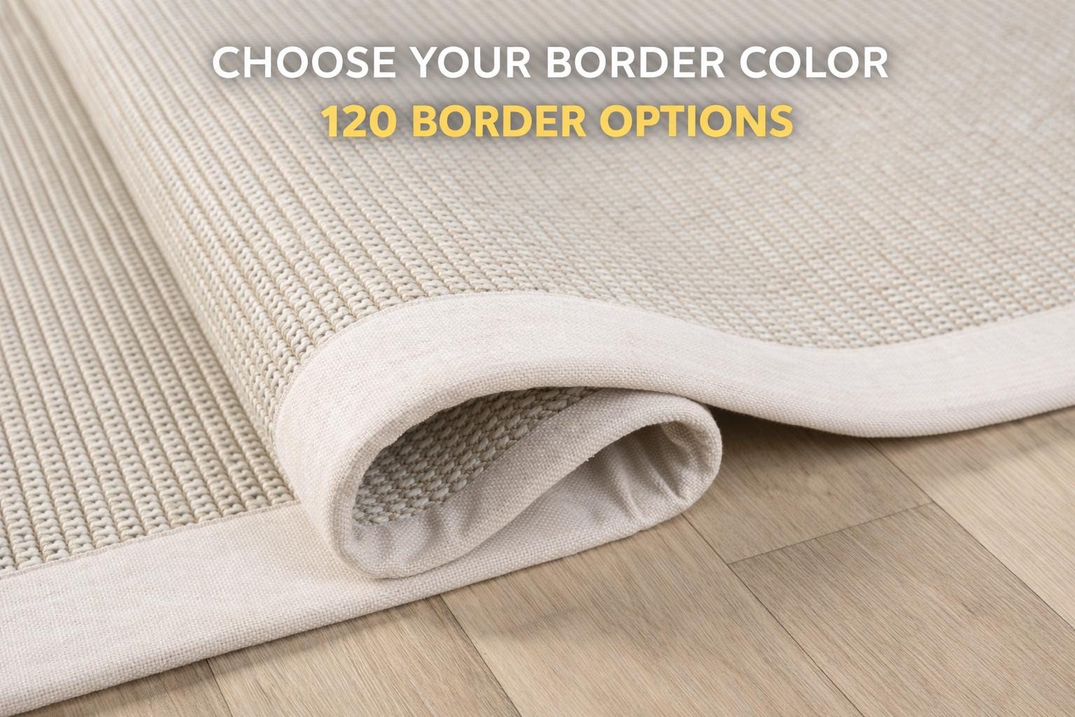 Custom Sisal Area Rug, Handmade Border, Neutral Modern Carpet, Indoor ...